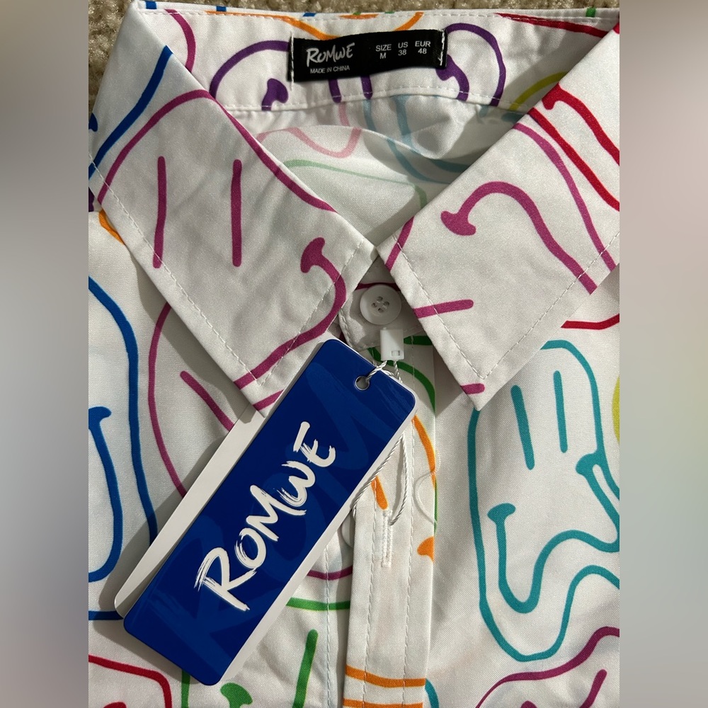 Colorful Smiley Print Button Up - Picture 4 of 5